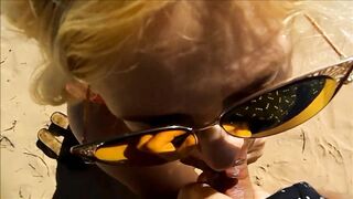 Blowjob on the Beach from a Mature Mom