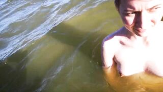 Public Humiliation of Slut on the Beach. made to Undress and Drink Urine