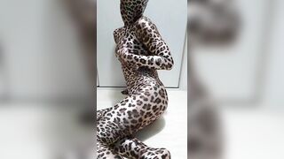 Japanese Crossdresser in the Fetish Leopard Zentai