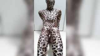 Japanese Crossdresser in the Fetish Leopard Zentai