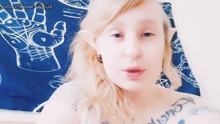 Elf smokes with her tits out