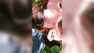 Blowjob from babygirl in the woods by the river and walking trail outdoors  in nature