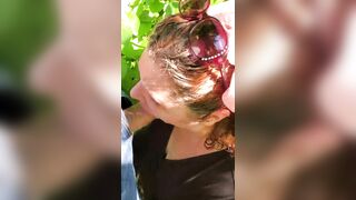 Blowjob from babygirl in the woods by the river and walking trail outdoors  in nature