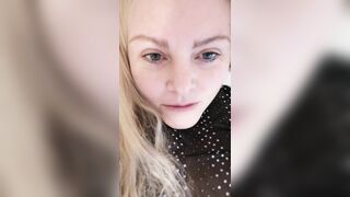 Kitty queen, Blonde hair, blue eyes and fantastic large natural tits. See through black top red panties large tits