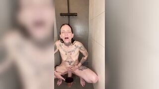 orgasm on my big dildo in the shower