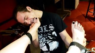 goth gets strapped in and tickled