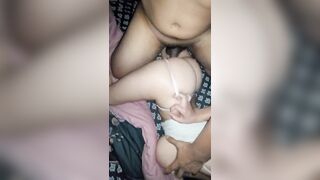 Fucking my big tits petite girlfriend first thing in the morning