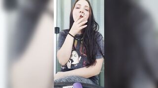 Ally Lust smoking in public, flash at the end.