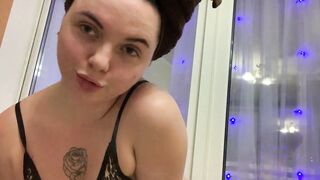 Beauty in Leopard Lingerie Smokes after Shower