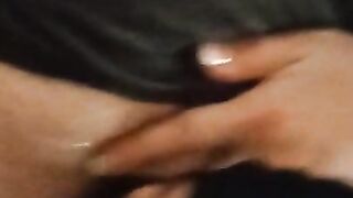 Eating a hot creampie after sex with femdom mistress