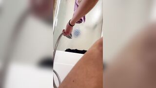 Candid Pee Fun…tickling his cock with my pee stream.