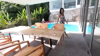 Watch our shamelessly beautiful, exotic Thai girl, Kahlisa, flaunt her big natural breasts and bushy pussy.