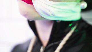 Goddess in latex catsuit tied with ropes