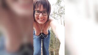 Julie flashing nude in forest