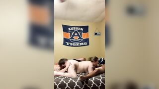 Slutty pregnant wife gets fucked by two dicks