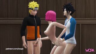 Naruto, Sasuke and Sakura. Yummy message. naruto parody