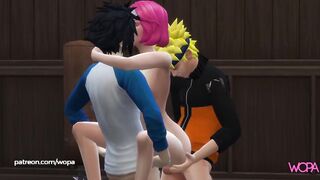 Naruto, Sasuke and Sakura. Yummy message. naruto parody