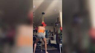 Twerking video and stripping on pole fab jerking off try not to cum