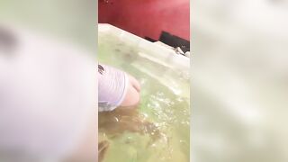 he pees on me, smoking in the bathtub in his wet t-shirt (Anny Smoker)