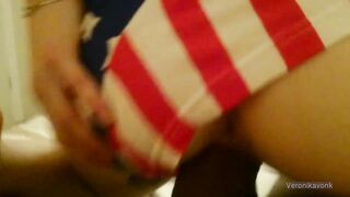 Fucking a clothed skinny girl with tight pussy