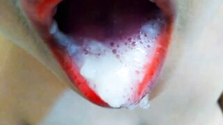 I suck stepbrother’s cock to hot him for sex but he filled my mouth with a lot of cum