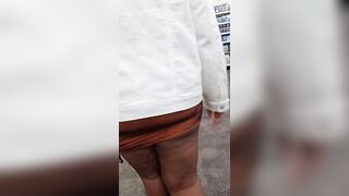 Ebony slut Brittani Houston flashing ass, titties and pussy in CVS