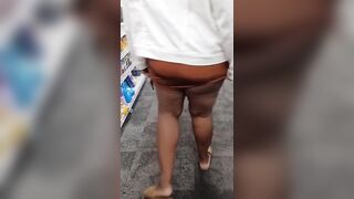 Ebony slut Brittani Houston flashing ass, titties and pussy in CVS