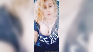 Metal girl smokes a cigarette