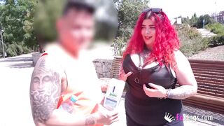 Picking up amateur dudes in the street, byt hot Spanish redhead Leia Saez!