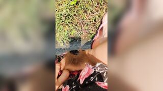 I make the video of me pissing outdoors to reward my submissive fan for a gift