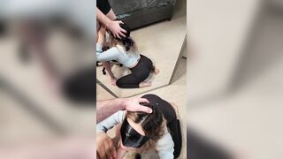 Slut Teacher in Leggings loves sucking the dick of her student's dad