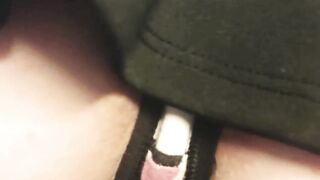 Petite Upskirt Teasing Fat Cock Gaping Pussy Wide Open Close Up