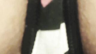 Petite Upskirt Teasing Fat Cock Gaping Pussy Wide Open Close Up