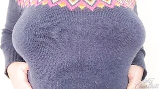 Sweater Weather - Katy Churchill big boobs tit play breast tease