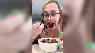 BBW step mom MILF foodie cum eat with me topless
