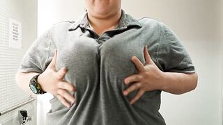 Big Beautiful Tits in Public Bathroom ***ALMOST CAUGHT***