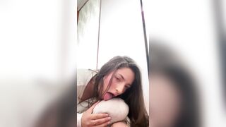 Hot girl masturbates for the first time with her fingers inside and a stuffed animal